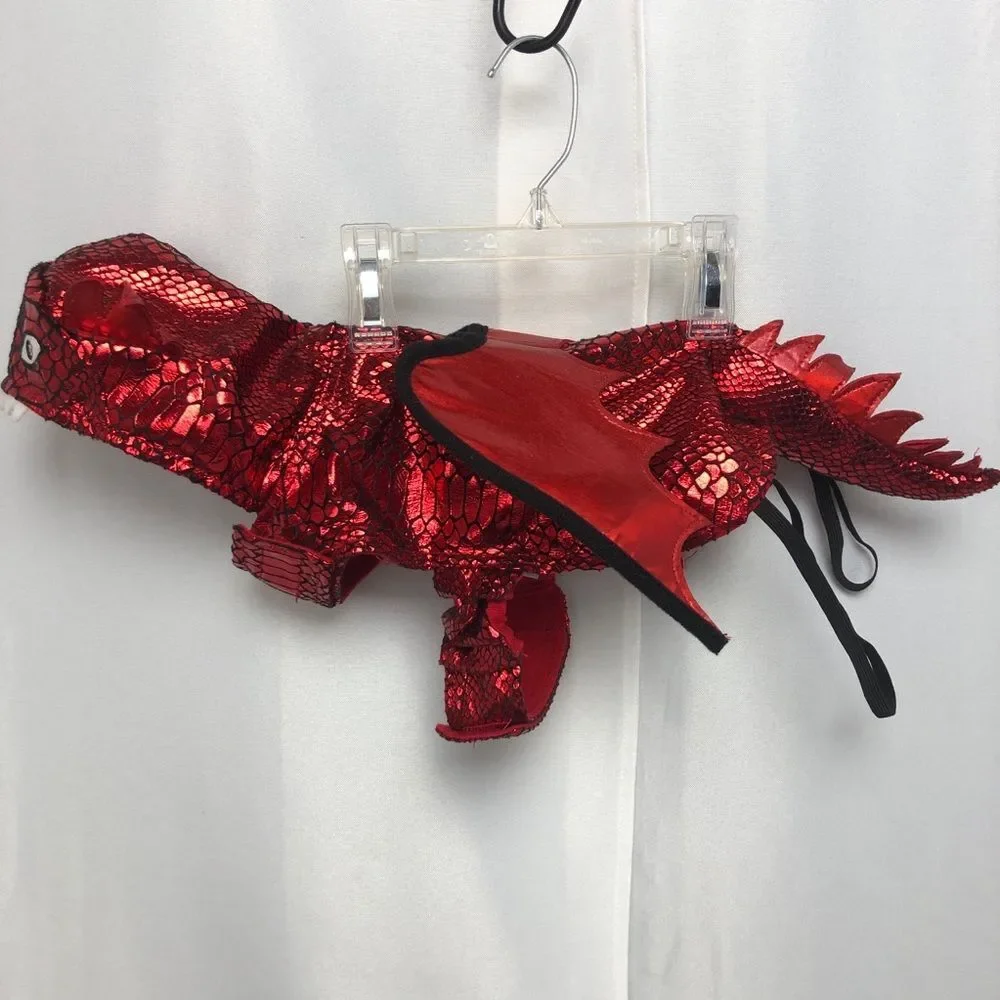 Thrills and Chills Dog Halloween Costume Red Metallic Dragon Outfit Size Small